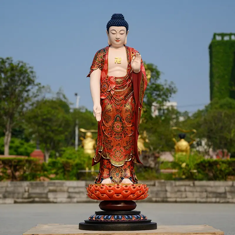 130cm ren koppar förgylld Amitabha Buddha staty