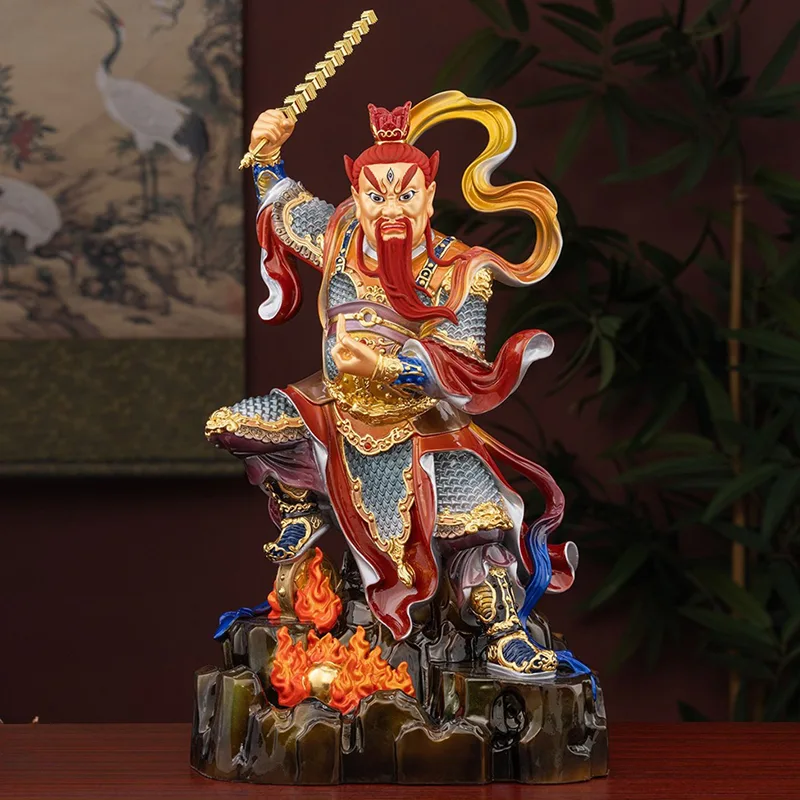 Taoist Guardian Wang Lingguan staty i mässing