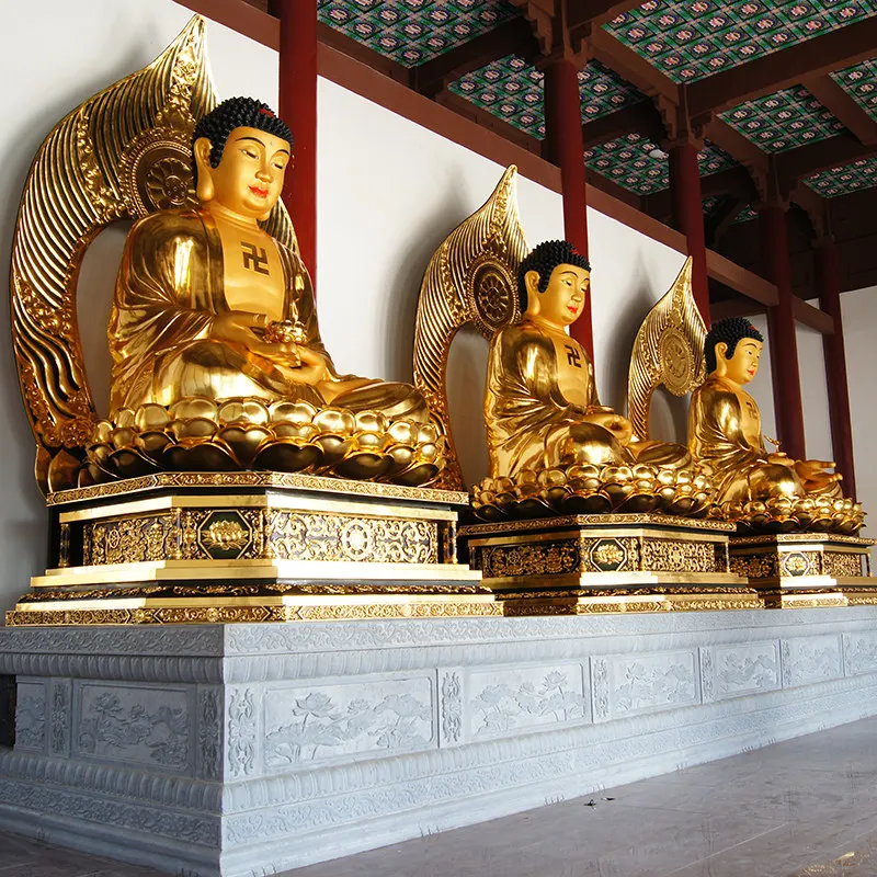 Bronsförgylld 6,6 meter Buddhastaty