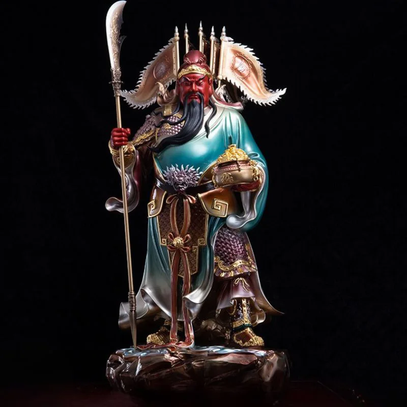 Fem flaggor Guan Yu bronsstaty