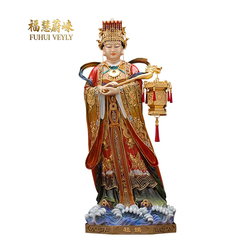 Gjuten brons Mazu-staty
