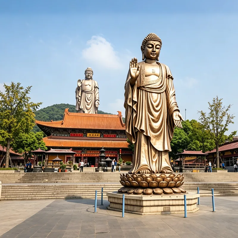 Stor Maitreya Buddha-staty av ren koppar