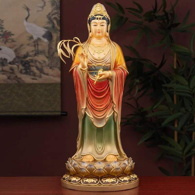 Stående Lotus Buddha Guanyin Bodhisattva staty